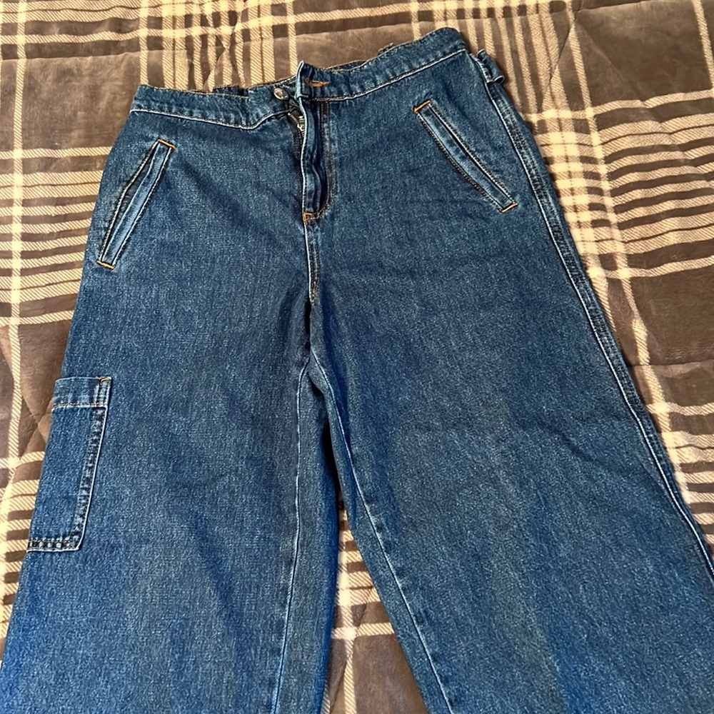 Dark denim cargo jeans